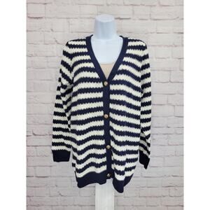 XXSMALL NAVY A632088 Joan Rivers Honeycomb Stripe Button-Front Cardigan